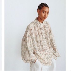 Silk puff sleeve blouse